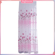  1 Sheet Window Gauze Rod Pocket Design Pastoral Translucent Beautiful Printing Sheer Curtain Home Decoration