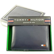 【TOMMY專櫃正品】美國TOMMY HILFIGER 代購 海軍藍 上翻相片夾 短夾 禮盒 男生 皮夾