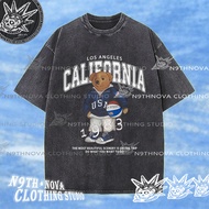 24h Shipping N9THNOVA California Retro Bear Pure Cotton Washed T-shirt, Unisex, Street Style