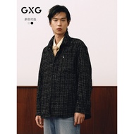 GXG Men's Clothing french styleTextured Fleece Shirt Loose Long-Sleeved Shirt Commuter Jacket Tops 2