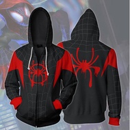 Spiderman Hoodie Miles Morales Jacket Zipper Sweatshirts Anime Hoodies Spider-Man Costume