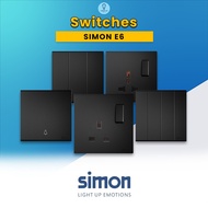 SIMON E6 Series Black White Switches & Socket Outlet SIRIM Approved Suis Lampu Rumah Suiz Soket Plug