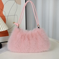 Tas Wanita Gaya Korea Bulu Lembut Import Sling Bag & Tas Ketek untuk Musim Gugur/Dingin Kualitas Pre