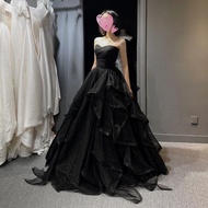 Black elegant strapless evening gown adult banquet runway Ball gown Prom Dress