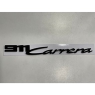 Porsche 911 Carrera Emblem Logo Wording Metal Gloss Black