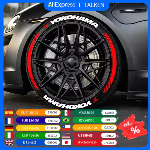 Yokohama 3D PVC Tire Letter Stickers Set Waterproof Racing Sidewall Decals for 4 Wheels Car Styling 