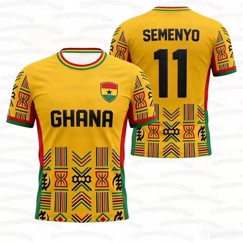 Summer Men's Women's GHANA Flag Print NO.11 SEMENYO Short Sleeve T-Shirt Graphic Streetwear Jersey S