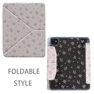 Casing Hard Y-fold Leather Pink Flowers For Mini6 Mini7 A17Pro IPad 5 6 7 8 9 10 11 12 A16 A19 Air 2