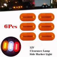 6x 6LED 12V Side Marker Lights Clearance Rear Light Indicator Turn Signal Lamp Truck Caravan Trailer