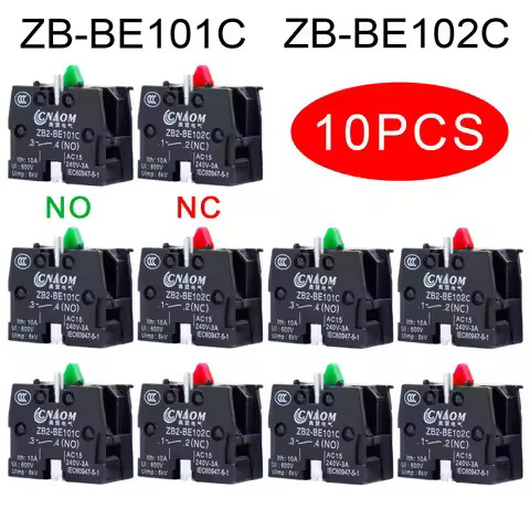 5/10pcs XB2 ZB2-BE101C Button Accessory 10A Block Push Button Switch Joystick Switch NC ZB-BE102C NO