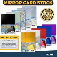 QUAFF 250GSM Mirror Cardstock A4 10 Sheets Scrapbooking Craft Paper