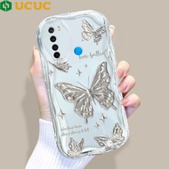 (Local Ready) UCUC Kasus hp Case Ponsel Untuk Xiaomi Redmi Note 8 9 9S 9T 9 Pro Max kartun kupu-kupu perak Pattern Cream Texture Casing Wavy Edge Soft Silicone Cover Phone Case Ponsel pelindung anti jatuh