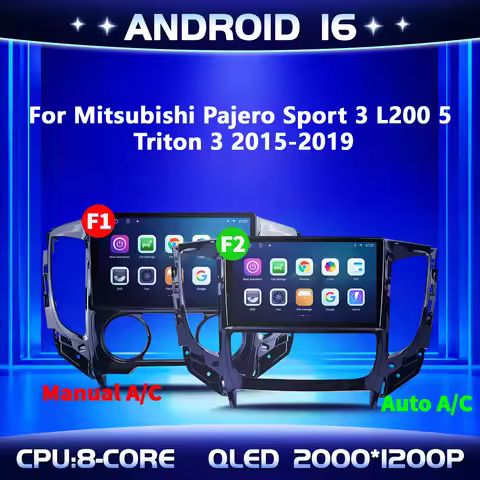 9" For Mitsubishi Pajero Sport 3 L200 5 Triton 3 2015-2019 Car Radio 2K QLED Screen Android 16 Wirel