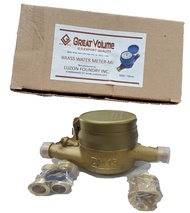 Great Volume Brass Water Meter-MJ 1/2 and MJ - 1 1/2 with Two tail piece and Nuts (Authentic)