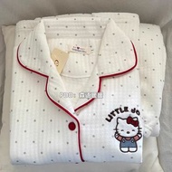 日系HelloKitty空氣棉睡衣💕女冬季夾層甜美加厚學生寬松家居服套裝