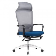 灰背藍座(鋁合金腳)可躺 辦公椅 升降旋轉 人體工學 家用電腦椅 網布腳椅