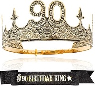 Hapdoo 90 th Birthday Decorations Set for Men - 90th Birthday Gifts for Him 90th Birthday King Crown