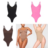 Ins Skims Seamless Sculpt Thong Bodysuit Ruched Top Tank