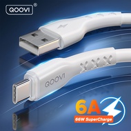 สาย USB QOOVI 6A ชนิด C 66W ชาร์จเร็วสำหรับ Huawei P40 Mate 30 Honor USBC Type-C สำหรับ Samsung Vivo Xiaomi ไมโคร USB USB โทรศัพท์มือถือ Android ที่ชาร์จความเร็วสูง Wire