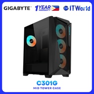 Gigabyte Aorus C301G - Mid Tower Tempered Glass / ARGB 4 Fans / PC Case GP-C301G-V2 - Black itw