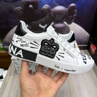 D.g Black Stone Crown Sneakers Increase Height 5cm - boypho Metal Tag Sneakers