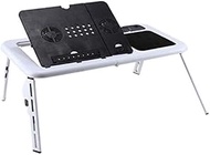 Stylish Alloy Folding Laptop Computer Table, Electronic Table, USB Cooling Fan, TV Cabinet, Laptop Tray, Table, Computer Table beijingyuanbinshangmaoyouxiangongf (Color : Black)