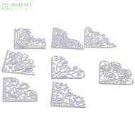 MAYWI 8Pcs Flowers Die Cuts, Corner Flowers Corner Die Cuts, Embossing Template 2 Inches Lace Silver