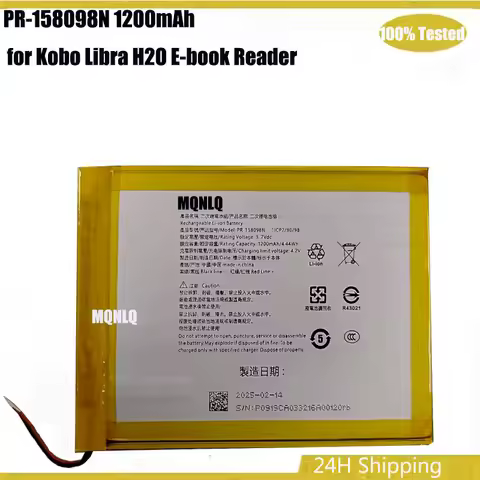 1200mAh PR-158098N New Li-Polymer Battery for Kobo Libra H2O E-book Reader Battery 3.7V Replacement 