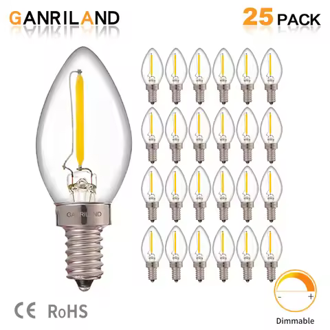 Ganriland C7 E14 E12 Led Filament Light Bulb 0.5w Led Dimmable Bulb 2700k 110V 220V Chandelier Penda