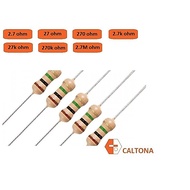 10pcs/pk Resistor 1/4W 2.7ohm, 27ohm, 270ohm, 2.7k ohm, 27k ohm, 270k ohm, 2.7M ohm 5% Fixed Resisto
