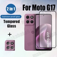 2 in 1 Moto G17 Tempered Glass Screen Protector For Motorola G Max G06 G56 G75 G35 G15 4G 5G + Camer