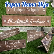 Papan Tanda Nama Meja Acrylic + Kayu - Laser engraved  - Custom Made