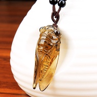 Natural Tea Crystal Knowing Cicada Jade Cicada Pendant Ice Knowing Sweater Chain Trendy Men Women Bl