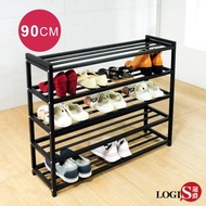 [特價]【LOGIS】極簡黑90CM收納層架(鞋櫃 鞋架 多層架)W590
