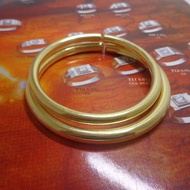 Handmade Pure Copper Bracelet Glossy Simple All-Match Brass Bracelet Round Rod Shiny Open Men Women 