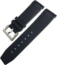 GANYUU 22mm 23mm Curved End Soft Rubber Watchband Fit for Tudor Black Bay GMT Pelagos Waterproof Silicone Watch Strap Gift Tools (Color : Black Silver, Size : 22mm)