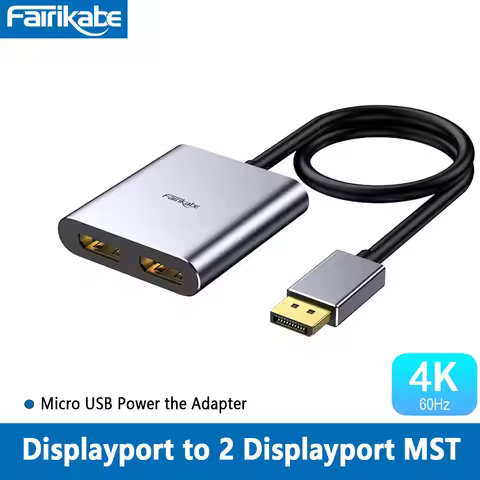 4K60Hz DP Splitter Adapter to DP Hub DP to two Displayport DP Distributor MultiStream Display for La