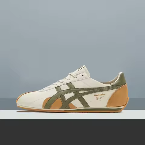 Onitsuka Tiger Runspark Retro, Stylish, and Comfortable Low-Top Running Shoes (Unisex) White and Yel