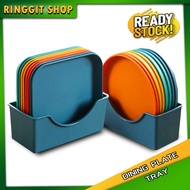 Ringgit Shop 5+1 set Dining Plate Tray Colorful Pinggan Cantik Warna Warni  BPA Free Snack Furnishing Kitchen Home
