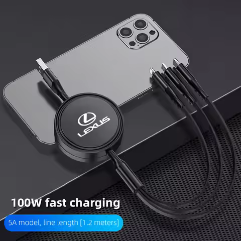 3-In-1 Fast Charging Data Cable Retractable USB Type-c Interface For Lexus Fsport GS GX IS LS LX CT 