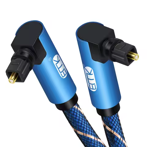 EMK Dual 90 Degree Optical Audio Cable Right Angle Digital Optical Cable Toslink Cable Braided jacke