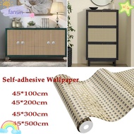 FANSIN Wallpaper, Rattan Self-adhesive Wall Sticker, Waterproof PVC Removable Furniture Renovation S