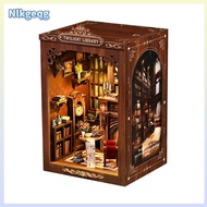 [nlkgeqg] DIY Book Nook Detailed Interior Miniature Library Scene Press Switch Library Book Nook for
