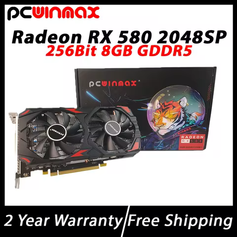 PCWINMAX New Radeon RX580 8GB DDR5 2048SP 256Bit Gaming Graphics Card GPU Desktop PCI-E 3.0 ×16 RX 5