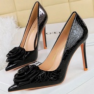 Bigtree shoes stone patterned flowers women pumps fashion high heels rose decoration women shoes sti