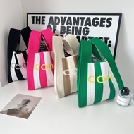 Simple Cosmetic Handbag Letter Stripes Bag Color Matching Knitting Bag Aperture Vest Bag All-match Simple Cosmetic Bag
