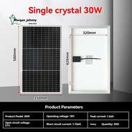 30W Solar Panel 12V Monocrystalline Solar Module IP68 Solar Panel for Motorhome Roofs Camping Boats 