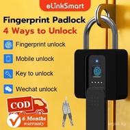 【In stock】Fingerprint Padlock With Key Smart HDB Door Lock Outdoor Waterproof Digital Padlock For Gate Remote Keyless Lock LUR7
