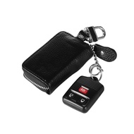 ที่เก็บกุญแจเคสกุญแจรถที่ใส่กุญแจกระเป๋าพวงกุญแจฝาครอบพวงกุญแจมีซิปทึบมีตะขอโลหะกระเป๋าหนัง PU