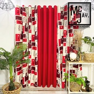 MCJAY - 3in1 Red Retro Curtain Set (5ft/6ft/7ft)